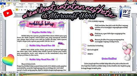 Cara Membuat Catatan Aesthetic Di Microsoft Word Abila Cat YouTube