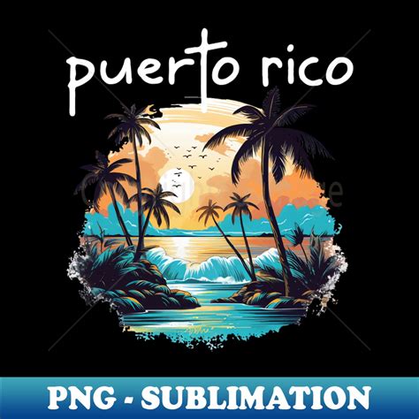 Puerto Rico - Beach Scene White Lettering - Exclusive PNG Su - Inspire Uplift