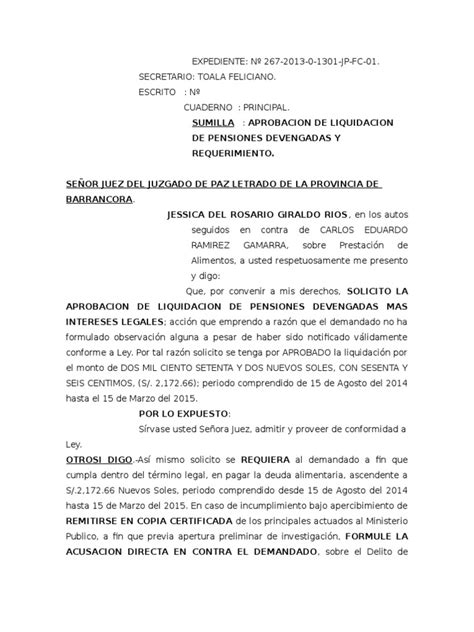 Aprobacion De Liquidacion De Pensiones Devengadas Liquidación