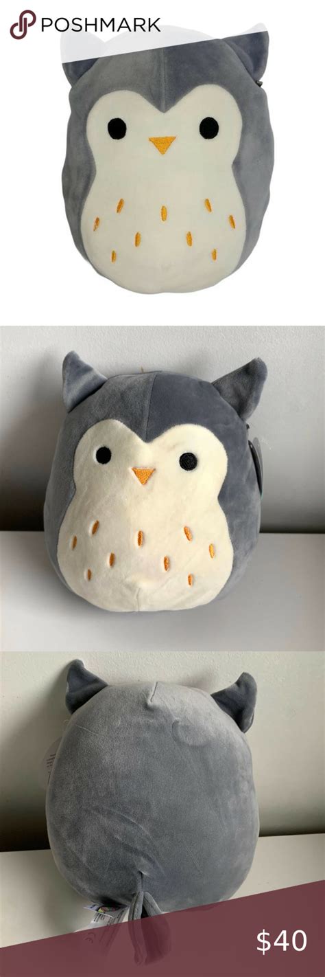 Squishmallow Hoot The Owl 8 Plush Gray Stuffed Animal Soft Bird