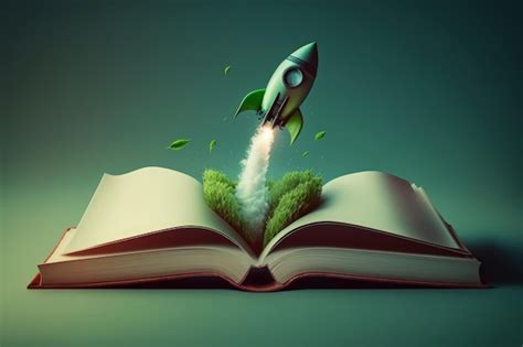 Premium Ai Image Illustration Of Rocket Taking Off From A Book