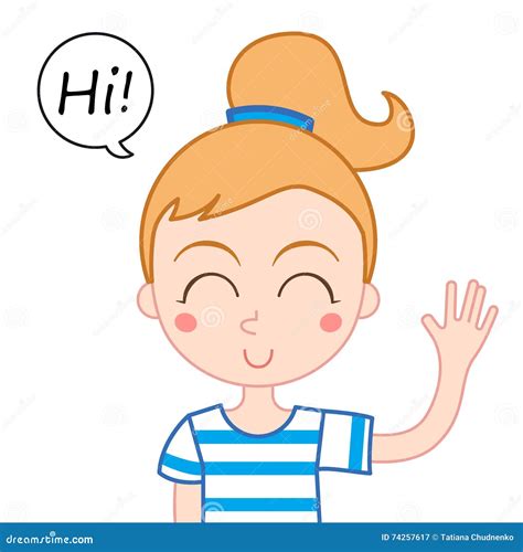 Little Girl Saying Hi Stock Vector Illustration Of Bubble 74257617