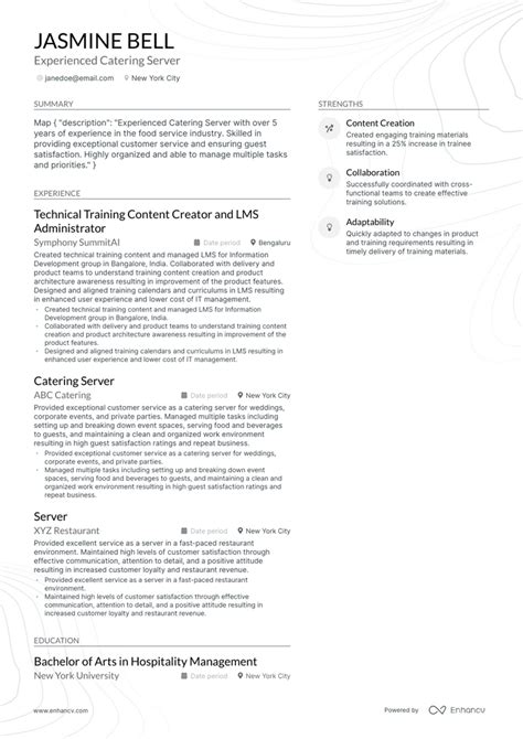 5 Catering Server Resume Examples Guide For 2023