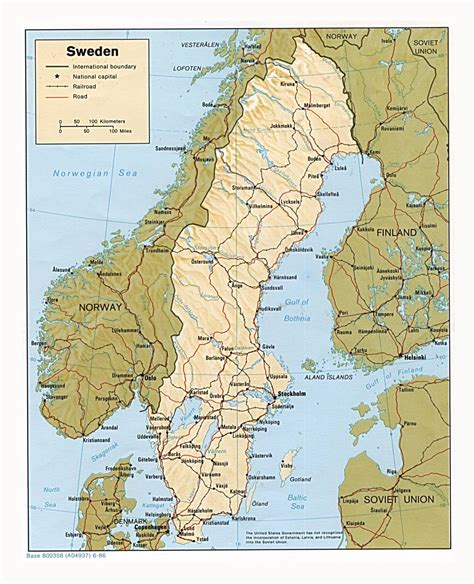 Detallado Mapa Pol Tico De Suecia Con Relieve Carreteras