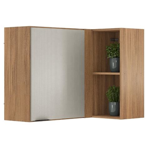 Armário Aéreo Canto Reto para Cozinha Firenze Porta Amêndola Touch Nude Prime Tx Demóbile