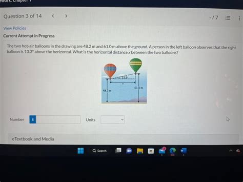 Solved The Two Hot Air Balloons In The Drawing Are 48 2 M Chegg