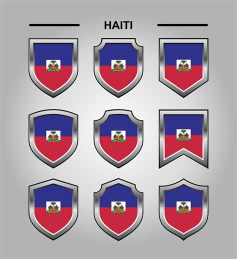 Haiti National Emblems Flag With Luxury Shield Vector Art At