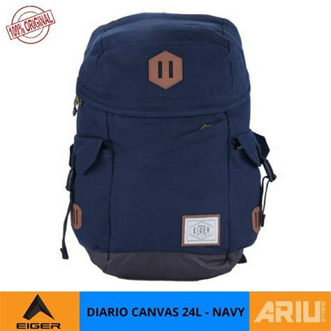 Jual TAS RANSEL EIGER DIARIO CANVAS 24L ORIGINAL BACKPACK NAVY Di