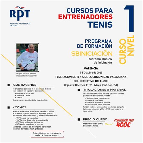 Curso Primer Nivel Rpt Federaci N De Tenis De La Comunidad Valenciana