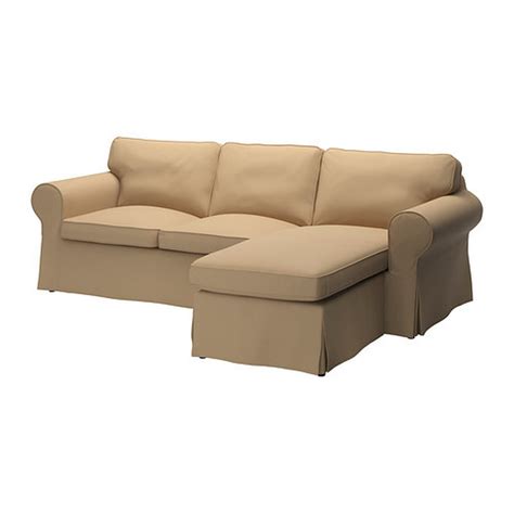 Ikea Ektorp Loveseat Sofa With Chaise Cover Slipcover Idemo Beige W Piping