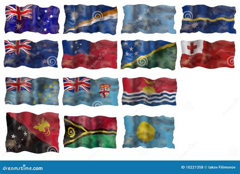 Set of Australia and Pacific Basin Countries Flag Stock Illustration ...