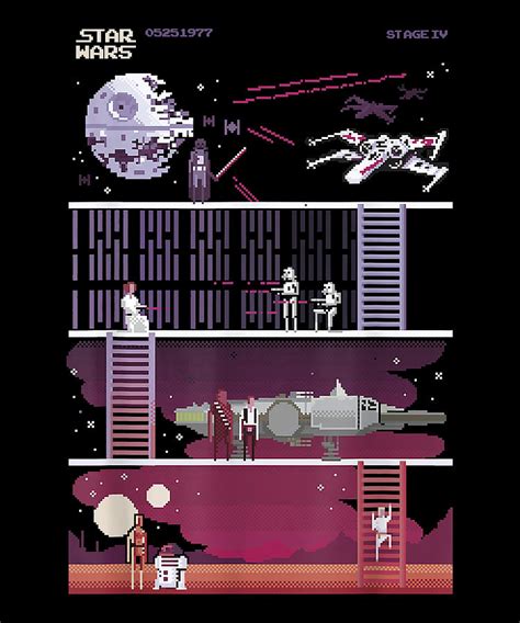 Star Wars Retro Video Game Theme Drawing by DNT Prints - Pixels