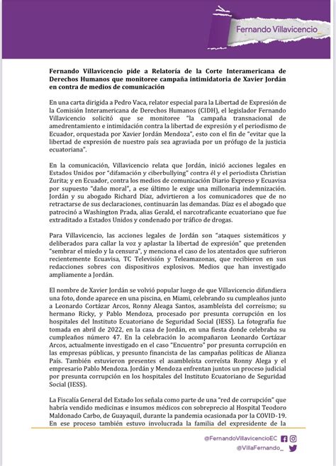 Fernando Villavicencio on Twitter URGENTE Denuncié ante la Comisión