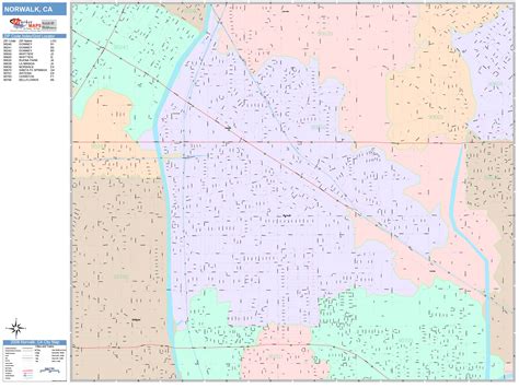 Norwalk California Wall Map (Color Cast Style) by MarketMAPS - MapSales