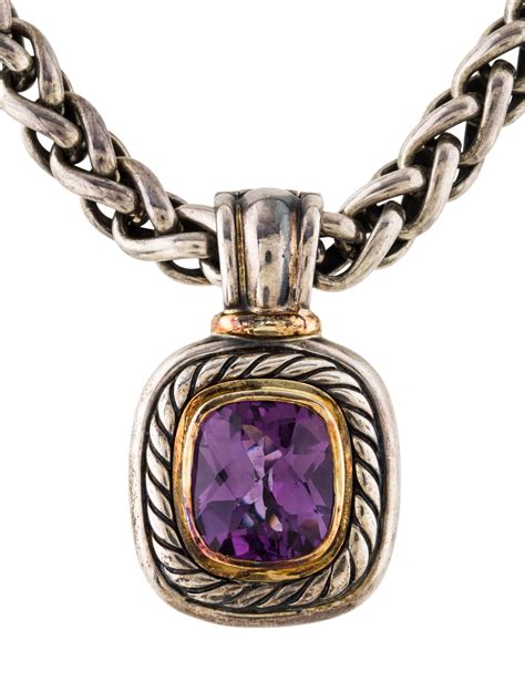 David Yurman Two Tone Amethyst Albion Pendant Necklace Necklaces Dvy39604 The Realreal