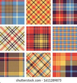 Color Plaid Patterns Set Stock Vector Royalty Free