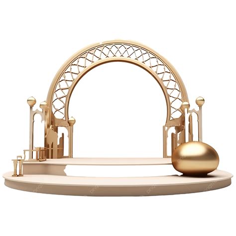 3d Ramadan Product Podium Decorated With Islamic Gate 3d Podium