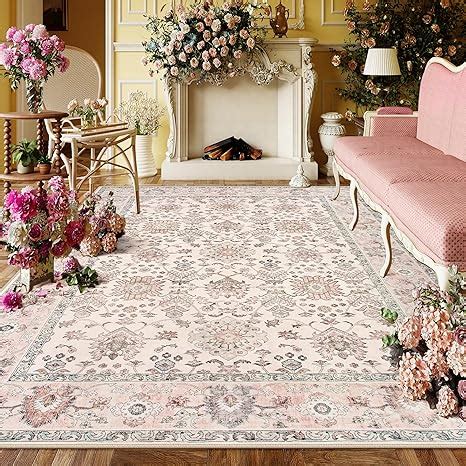 Amazon Lahome Pink Floral X Rug Non Slip Washable Large Rugs