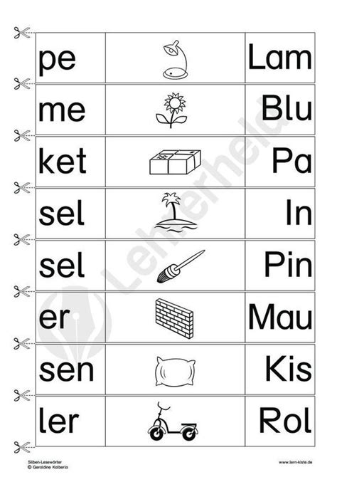 Silben Lesew Rter Silbenlesen Silben Lesen Und Deutsch Lernen Kinder