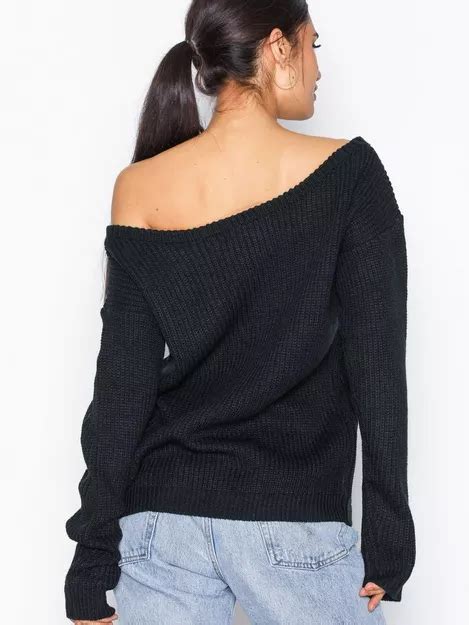 Buy Missguided Off Shoulder Knitted Jumper Black