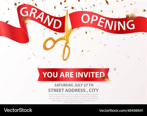 Grand opening invitations card design with gold Vector Image