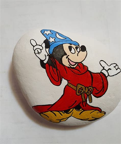 Mickey Mouse Sorcerer Fantasia Painted Rock Painted Rocks Paintings