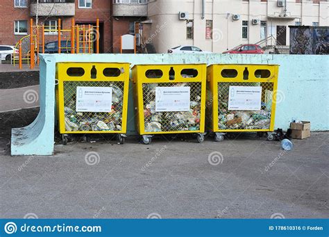 Containers For Collecting Plastic Bottles And Containers Editorial