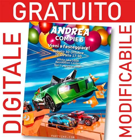 Gratuito Invito Hot Wheels Modificabile E Personalizzabile Whatsapp