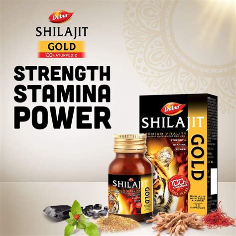 Dabur Ayurvedic Shilajit Gold Capsules 20 Pieces With Kesar