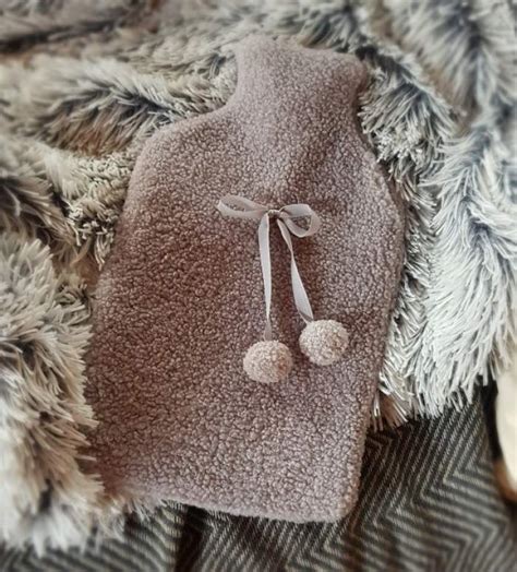 Grey Faux Shearling Snuggly Hot Water Bottle Scandinavian Boutique Hygge Style Co Uk