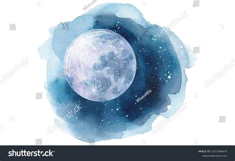 Abstract Watercolor Night Sky Full Moon Stock Vector (Royalty Free ...