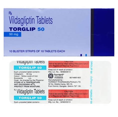 Torglip Tablet Vildagliptin 50 Mg Packaging Size 10 X 10 At Rs 65