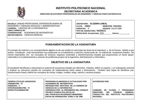 PDF FUNDAMENTACION DE LA ASIG NATURA OBJETIVO DE LA Operaciones