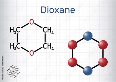 Dioxane (1,4-Dioxane) molecule. It is used primarily as a solvent in ...