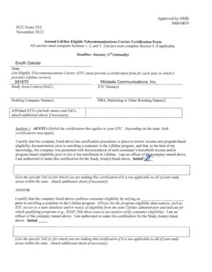 Fillable Online Puc Sd Fcc Form November Approved By Omb