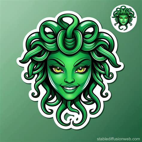 Medusa Inspired Mascot With Black And Green Hues Stable Diffusion Online