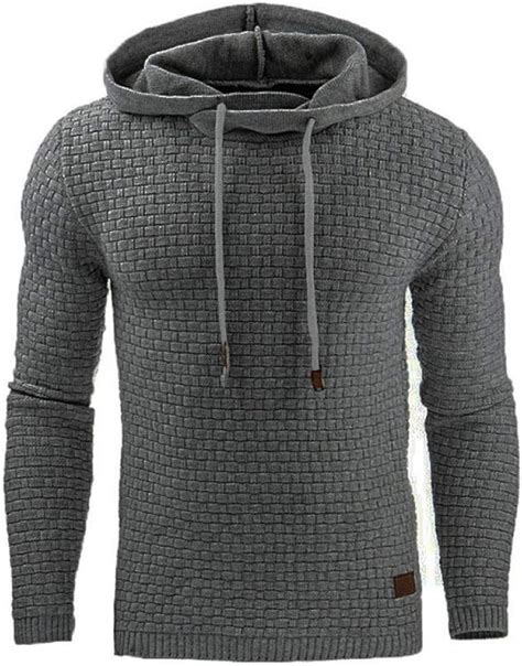 Suéter Gris Hombre Otoño Invierno Suéter De Punto Cálido Jersey Con Capucha Informal Suéter De