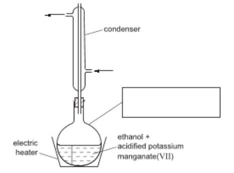 Ethanol was reacted with hot acidified potassium manganate (VII ...