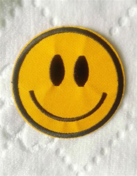 Smiley Face Iron On Patches Expression Biker Patch Embroidered DIY