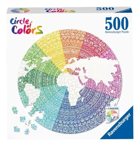 Rompecabezas Circular Mapa Mundi 500 Pz Ravensburger Mandala Meses