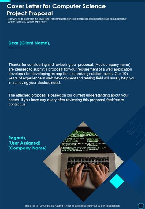 Computer Science Project Proposal Cover Letter One Pager Sample Example