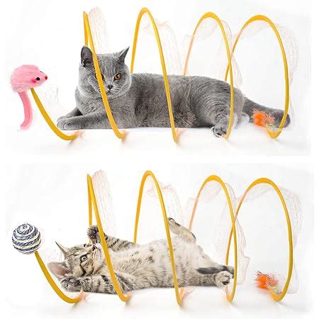 Amazon Cat Tunnels For Indoor Cats With Toys Feather Mouse Cat