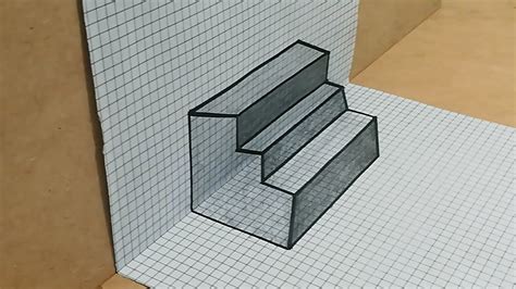 How To Draw A Stairs 3D Trick Art On Graph Paper YouTube