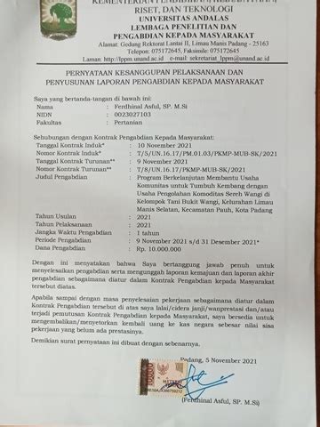 Kontrak Pengabdian Dana PNBP LPPM Unand 2021 Document Repository