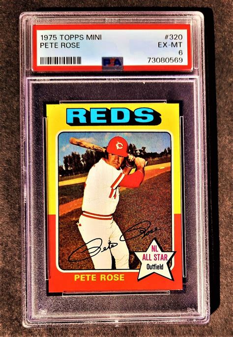 1975 Mini PSA 6 EX MT Pete Rose Topps 320 Cincinnati Reds Phillies