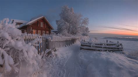 Snow Covered House With Fence In Russia HD Travel Wallpapers | HD ...