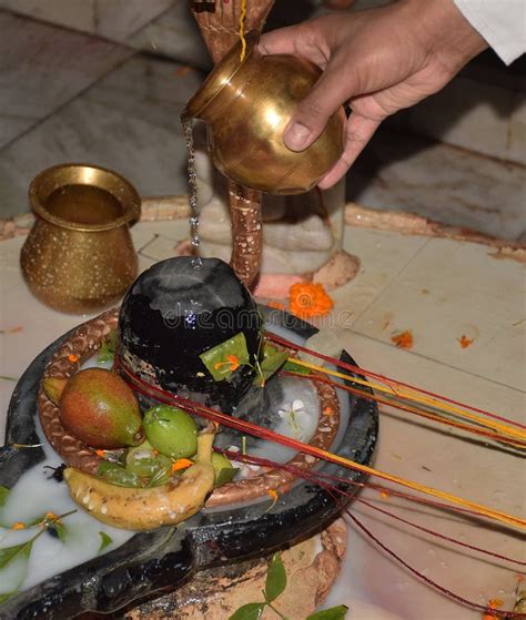 Hand Of A Devotee Offering Water To Shivling Stock Image Image Of