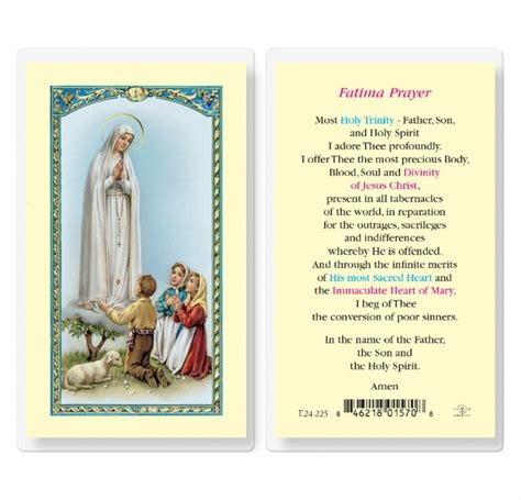 Our Lady Of Fatima Laminated Holy Card 25 Pack Buy Religious Catholic Store