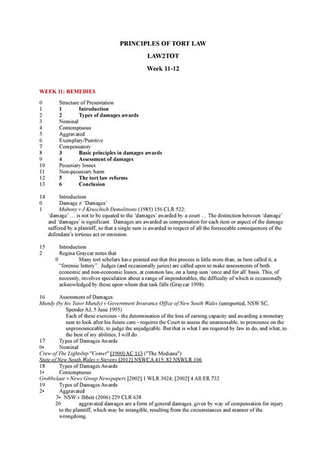 Principles Of Tort Law Weeks 11 12 Principles Of Tort Law Law2tot