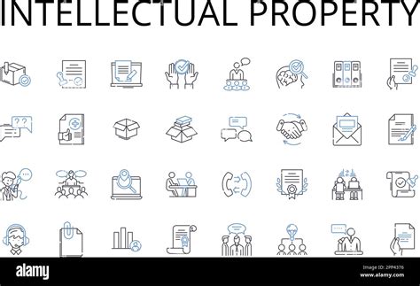 Intellectual Property Line Icons Collection Private Property Legal